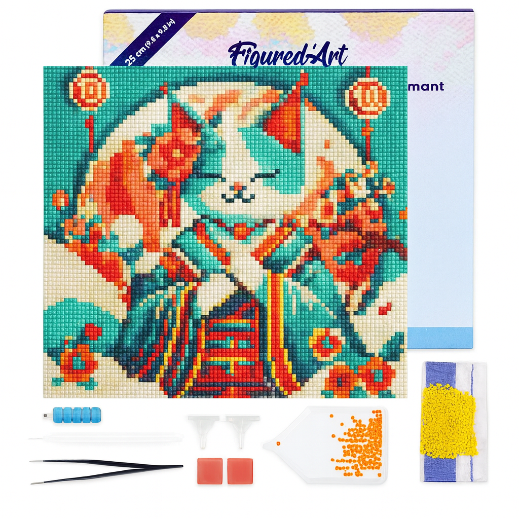 Diamond Painting DIY Chat Princesse Japonaise