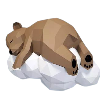 Ours endormi Papercraft 3D – Kit de bricolage poétique DIY
