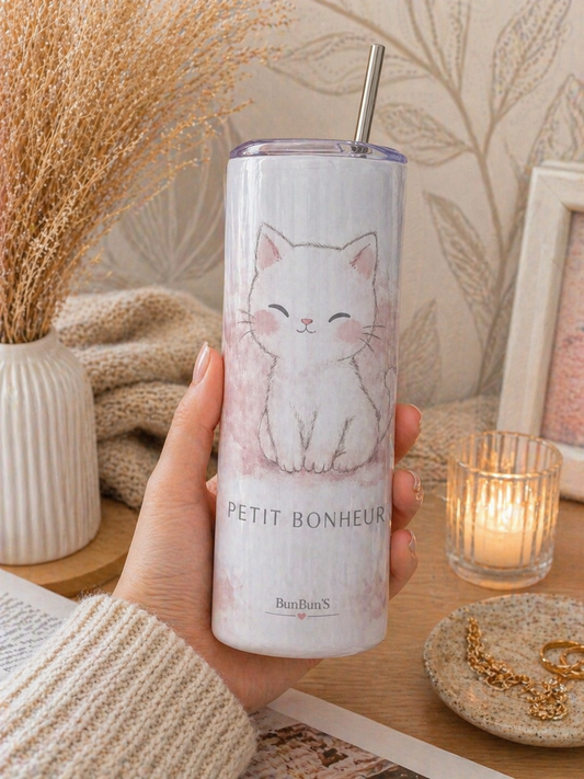 Gobelet Chat "Petit Bonheur"- 20oz Skinny straight - BunBun'S