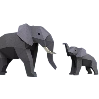 Éléphants Papercraft 3D – Kit créatif et décoratif DIY