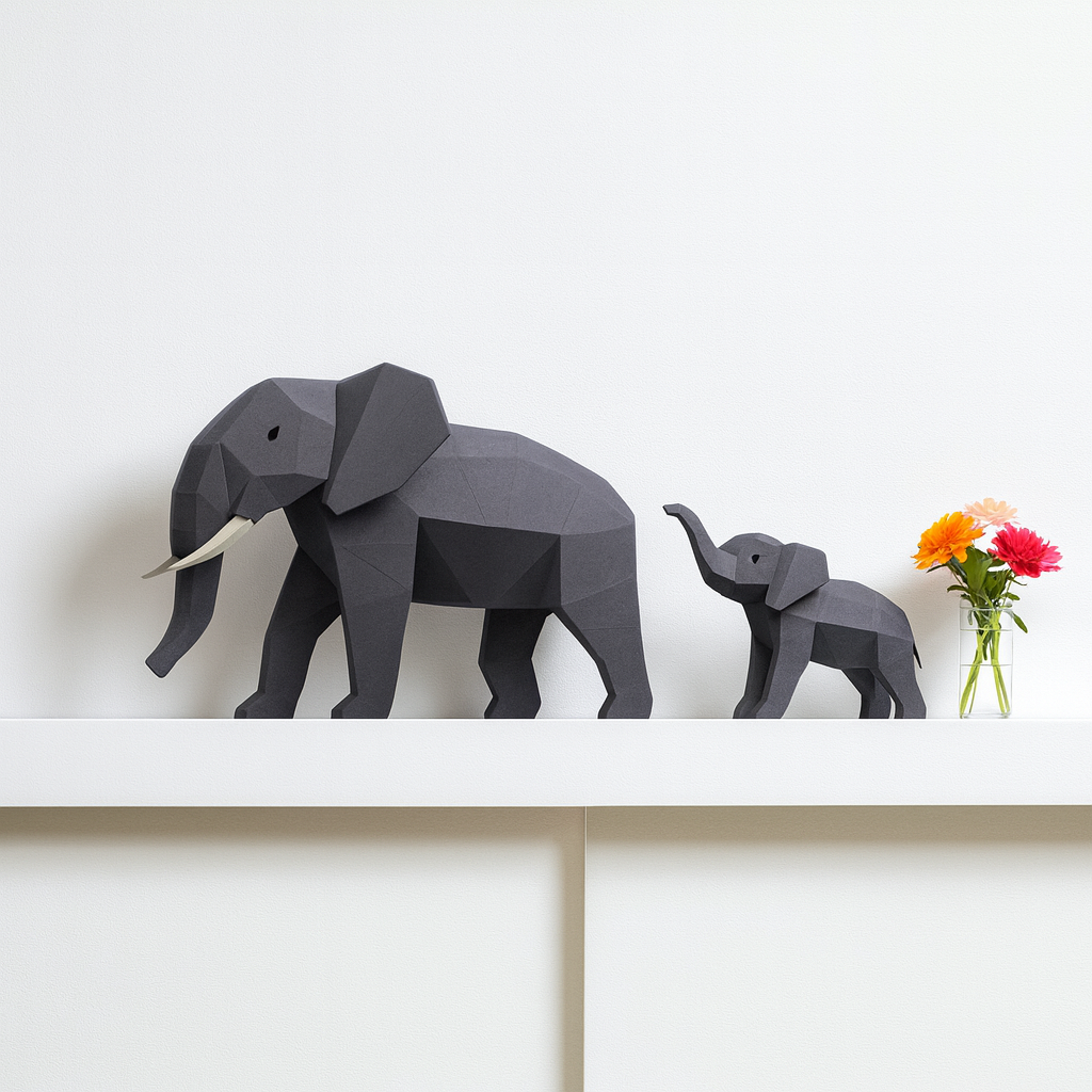 Éléphants Papercraft 3D – Kit créatif et décoratif DIY