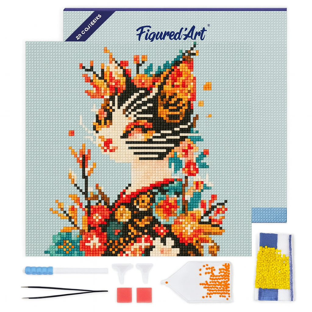 Diamond Painting DIY Chat en kimono