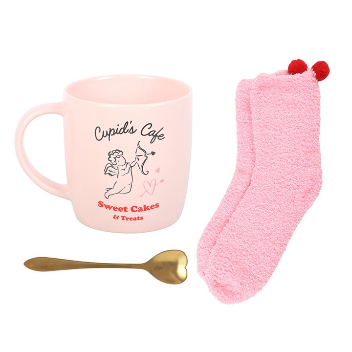 Mug cupidon + chaussettes + cuillère