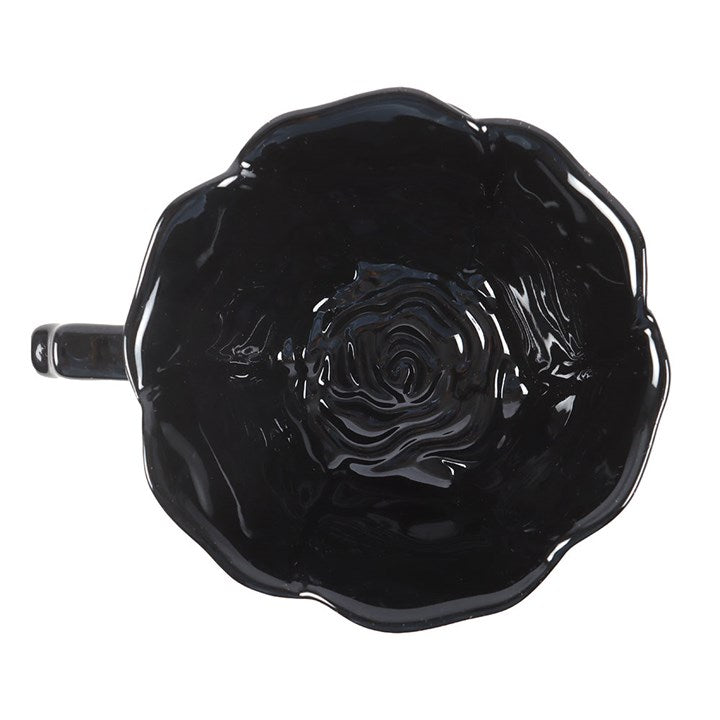 Grande tasse + soucoupe fleur noire