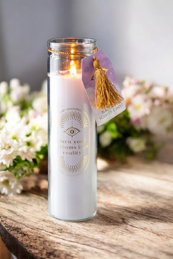 Bougie Cristaux Améthyste – Parfum Mûre