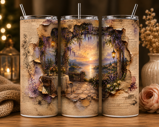 Gobelet Isotherme Page Livre Mer 20oz – Tumbler Féérique avec Paille Métal