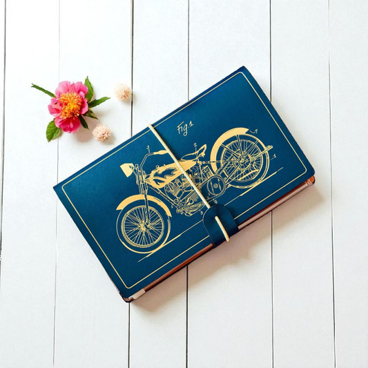 Carnet de voyage design vintage moto