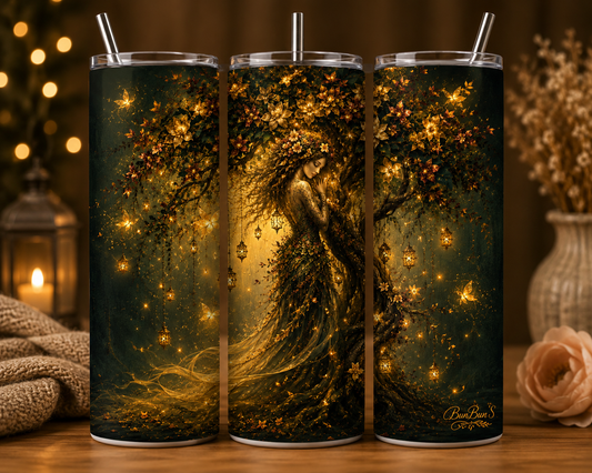 Gobelet Isotherme Femme Arbre 20oz – Tumbler Féérique avec Paille Métal