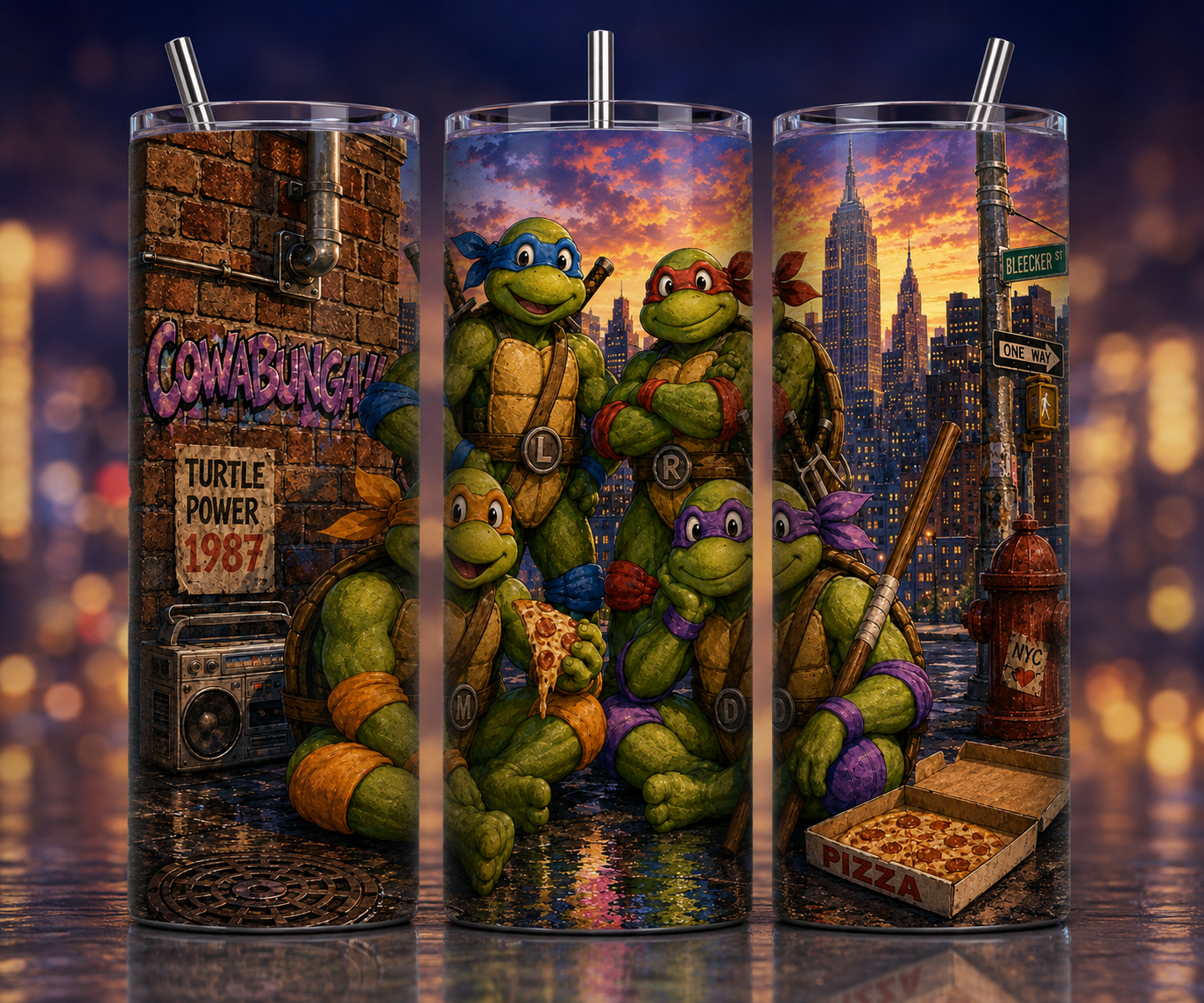 Gobelet Isotherme "Tortues Ninjas" 20oz – Tumbler Pop Culture avec Paille Métal