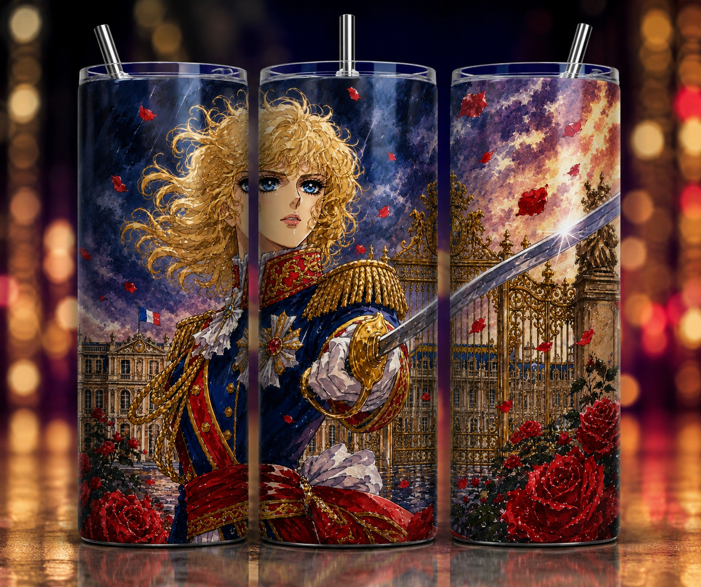 Gobelet Isotherme "Lady Oscar" 20oz – Tumbler Pop Culture avec Paille Métal
