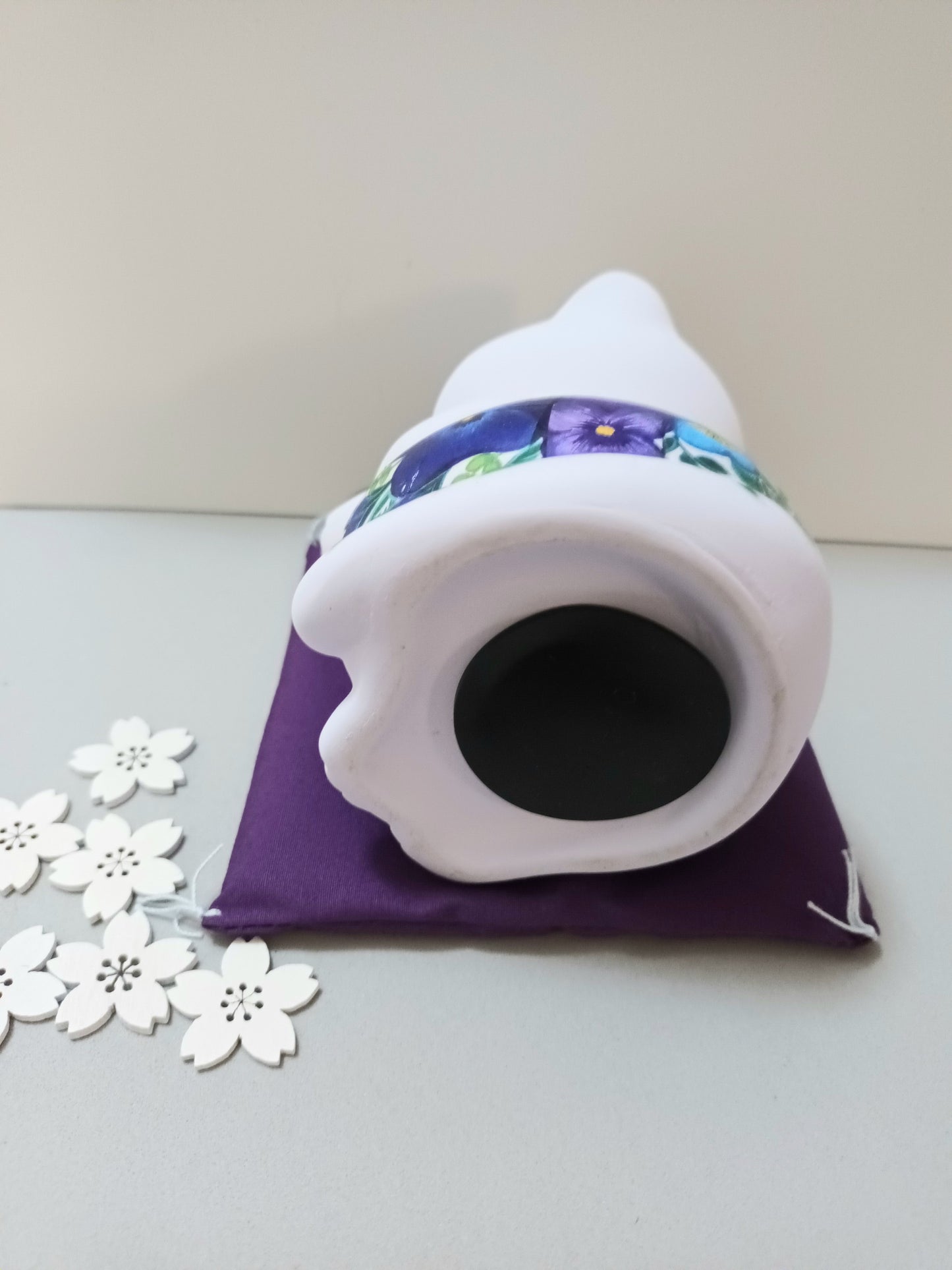 Tirelire Maneki-Neko Violet Fleuri