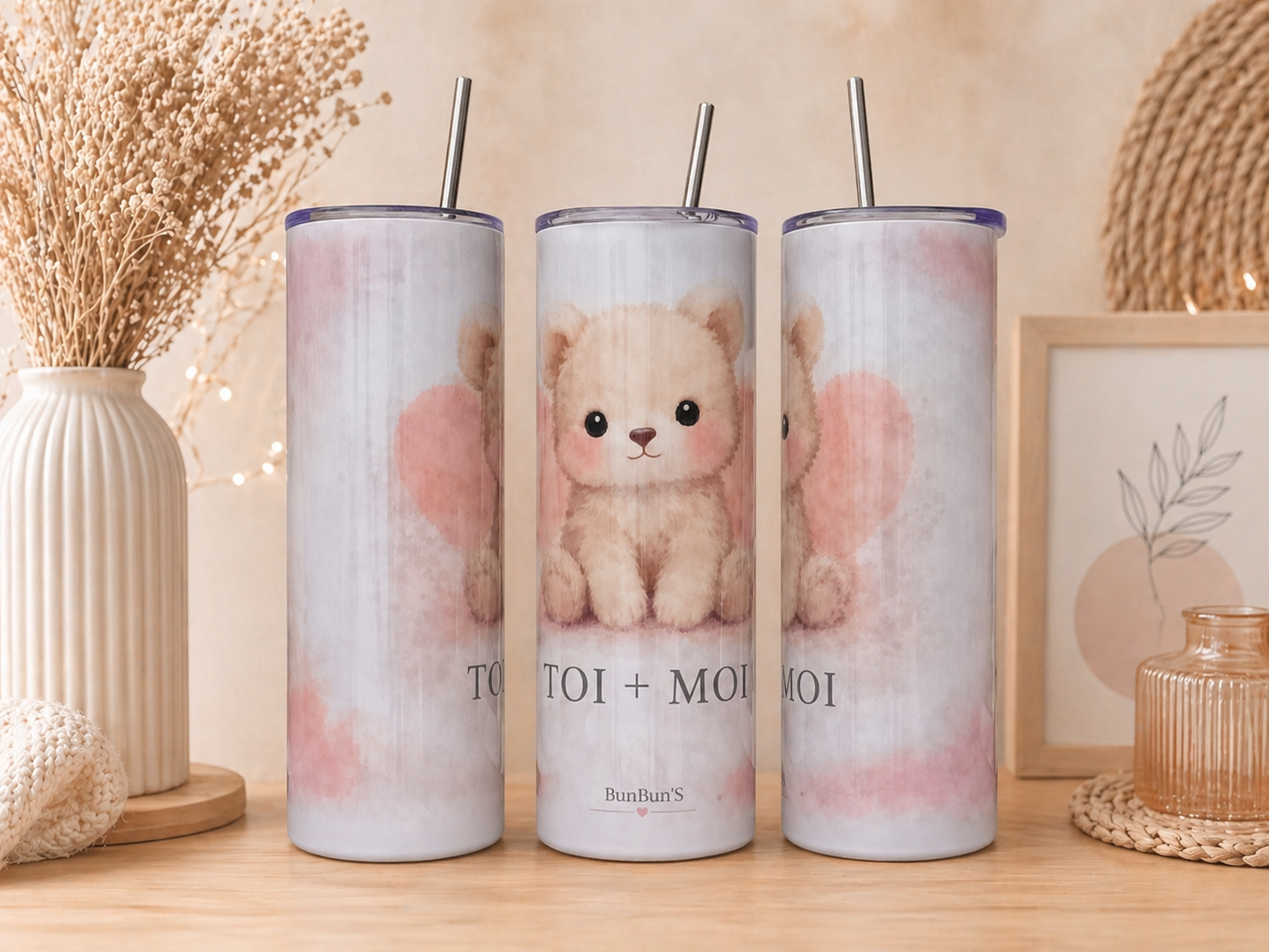 Gobelet Ourson "Toi+Moi"- 20oz Skinny straight - BunBun'S