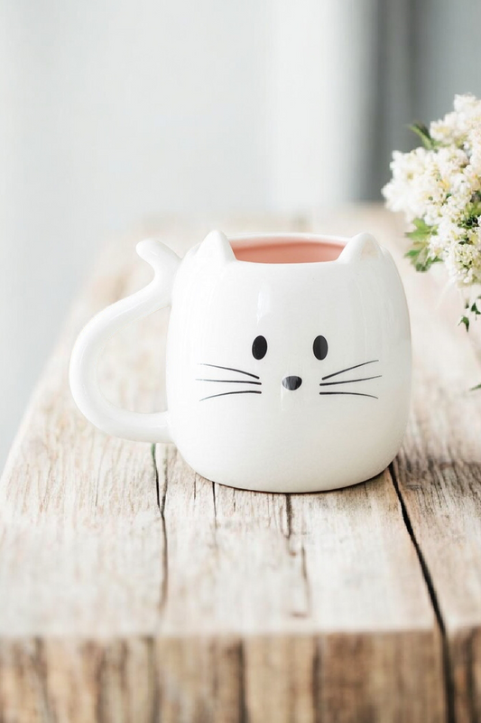 Mug chat kawaii blanc