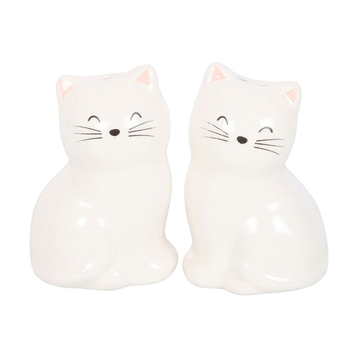 Salière + poivrière chats blancs en céramique