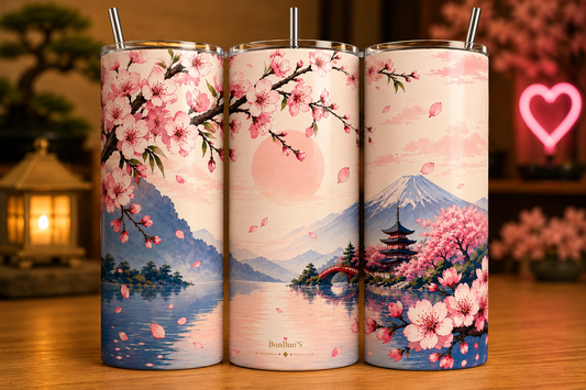 Gobelet Isotherme "Moments" 20oz – Tumbler Ambiance Asiatique avec Paille Métal