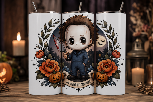 Gobelet Isotherme Michael Myers "The Night He Came Home" 20oz – Tumbler Horreur Chibi avec Paille Métal