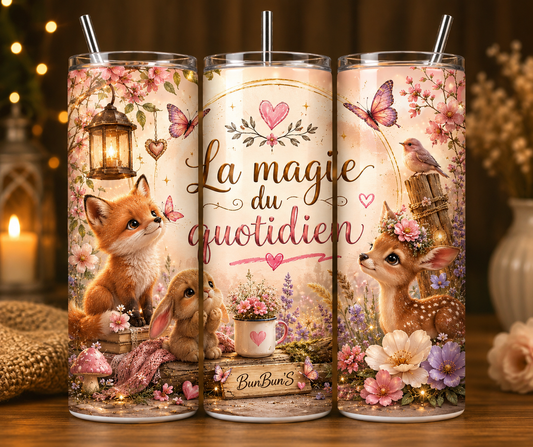 Gobelet Isotherme "La Magie Au Quotidien 20oz – Tumbler Féérique avec Paille Métal