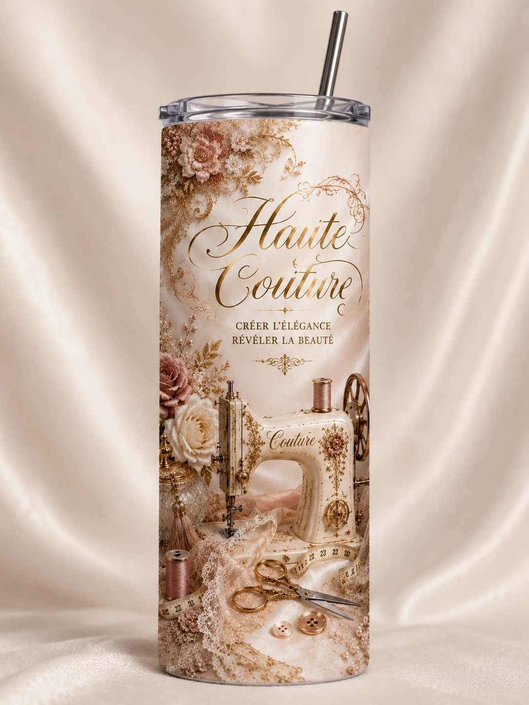 Gobelet Isotherme Haute couture "Plusieurs Modèles Disponibles" 20oz – Tumbler Rétro | Vintage avec Paille Métal