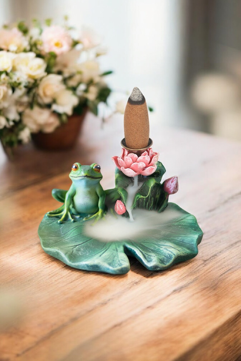 Porte-encens grenouille & nénuphars