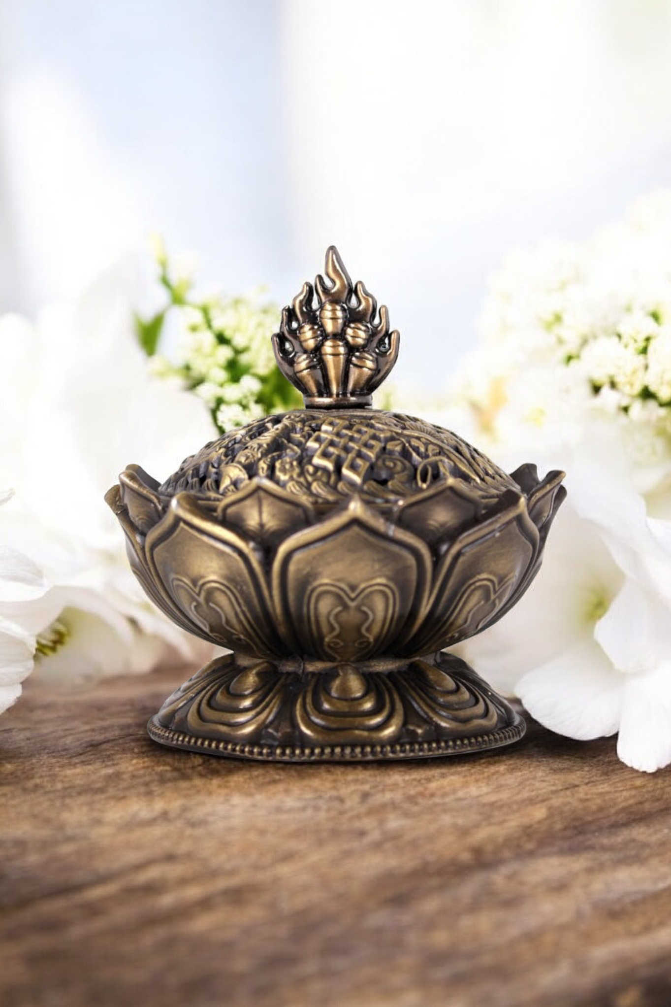 Brûleur d’encens « Lotus Zen » Bronze