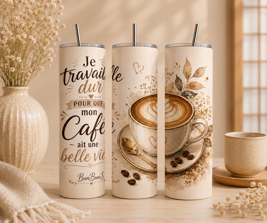 Gobelet Isotherme Café "Plusieurs Modèles Disponibles" 20oz – Tumbler Minimaliste avec Paille Métal
