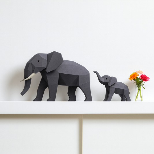 Éléphants Papercraft 3D – Kit créatif et décoratif DIY