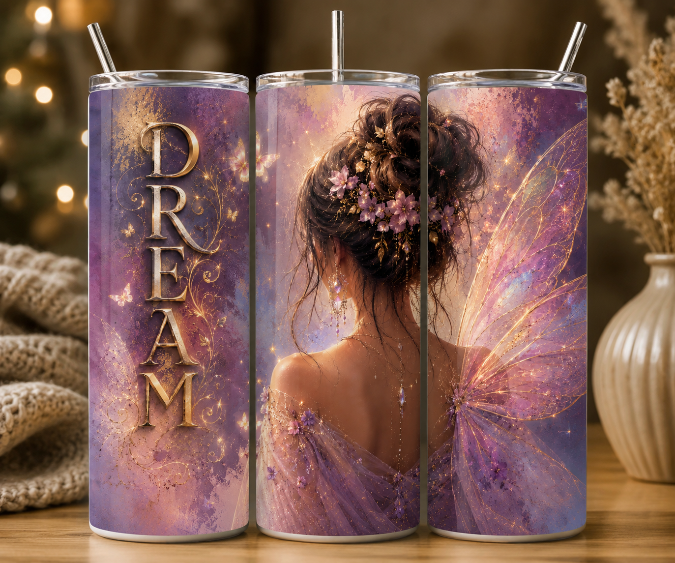 Gobelet Isotherme "Dream" 20oz – Tumbler Ondes Positives avec Paille Métal