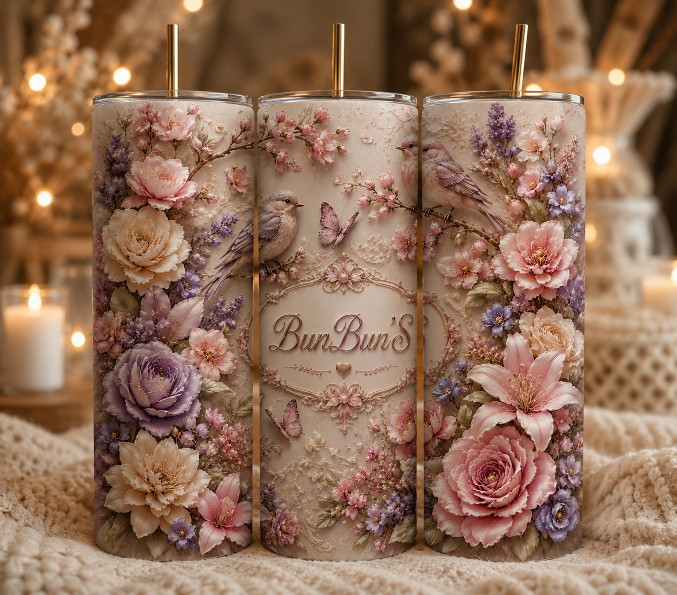 Gobelet Isotherme Fleurs "Plusieurs Modèles Disponibles"-20oz – Tumbler Floral avec Paille Métal