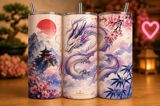 Gobelet Isotherme "Dragon" 20oz – Tumbler Ambiance Asiatique avec Paille Métal