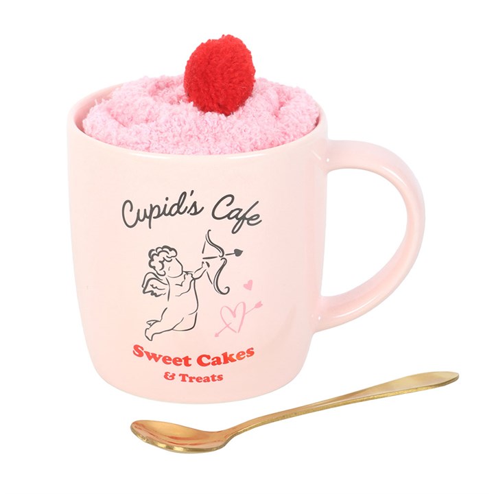 Mug cupidon + chaussettes + cuillère