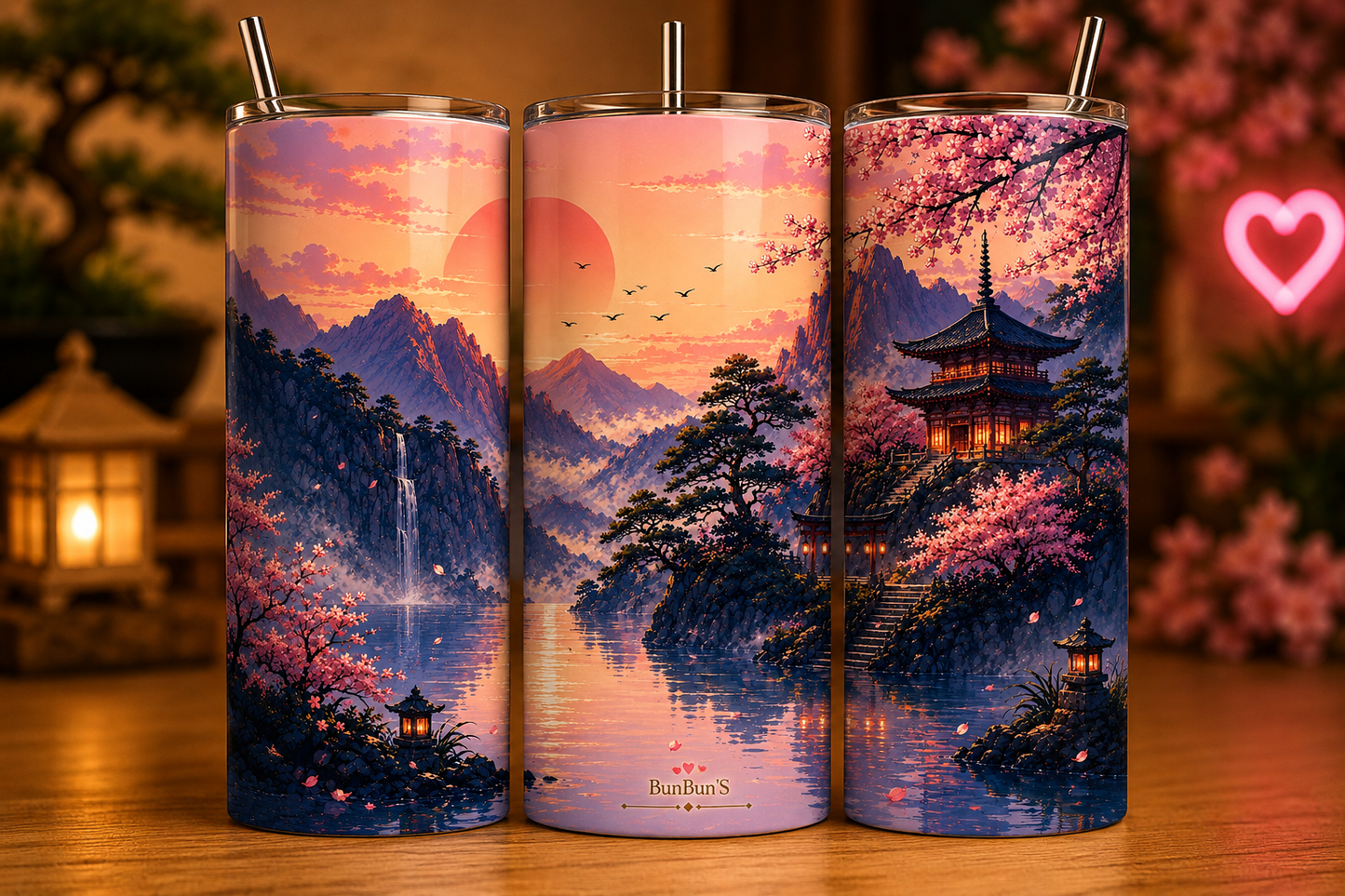 Gobelet Isotherme "Balance" 20oz – Tumbler Ambiance Asiatique avec Paille Métal