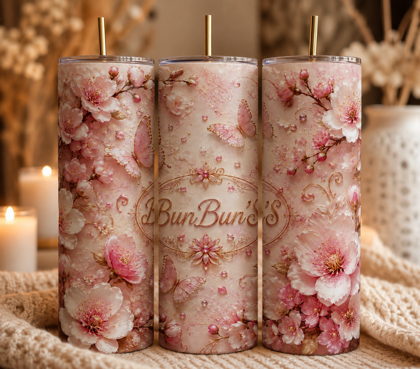 Gobelet Isotherme Fleurs "Plusieurs Modèles Disponibles"-20oz – Tumbler Floral avec Paille Métal