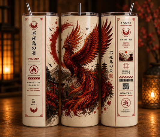 Gobelet Isotherme "Phoenix Japonais" 20oz – Tumbler Pop Culture avec Paille Métal