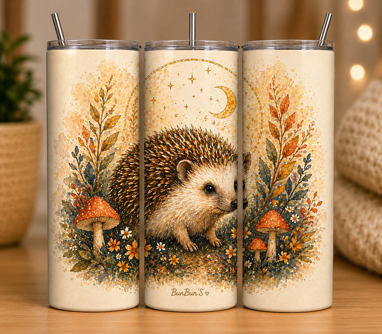 Gobelet Isotherme Hérisson Bohème 20oz – Tumbler Animaux avec Paille Métal