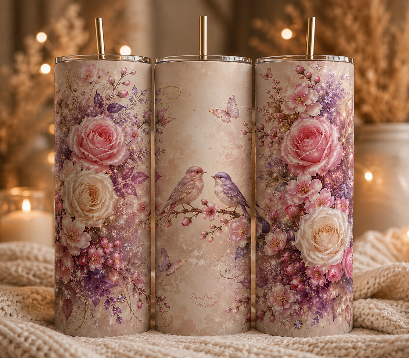 Gobelet Isotherme Fleurs "Plusieurs Modèles Disponibles"-20oz – Tumbler Floral avec Paille Métal