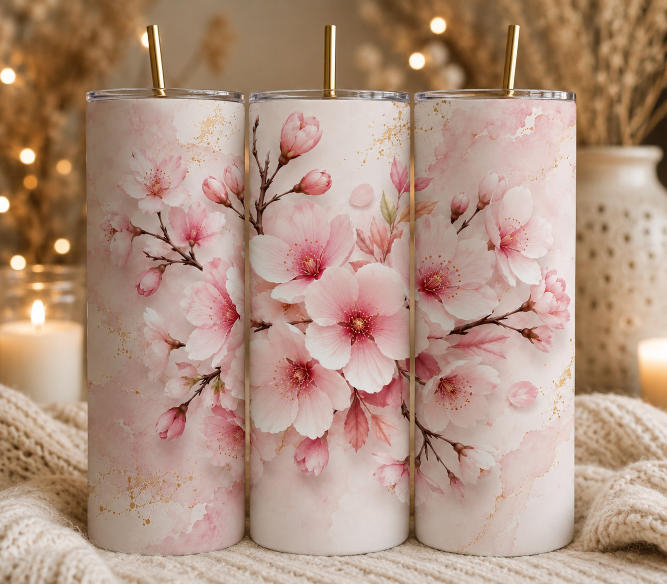 Gobelet Isotherme Fleurs "Plusieurs Modèles Disponibles"-20oz – Tumbler Floral avec Paille Métal