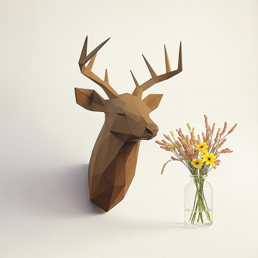 Tête de cerf Papercraft 3D – Kit de bricolage mural DIY