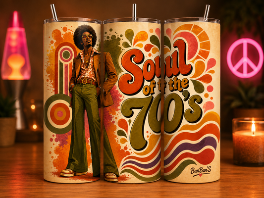 Gobelet Isotherme Funk 70's "Soul" 20oz – Tumbler Rétro | Vintage avec Paille Métal