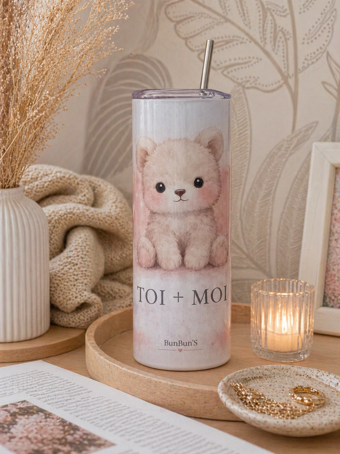 Gobelet Ourson "Toi+Moi"- 20oz Skinny straight - BunBun'S