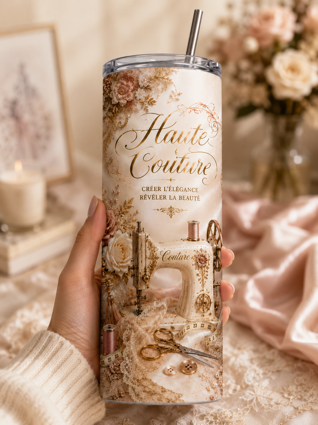 Gobelet Isotherme Haute couture "Plusieurs Modèles Disponibles" 20oz – Tumbler Rétro | Vintage avec Paille Métal