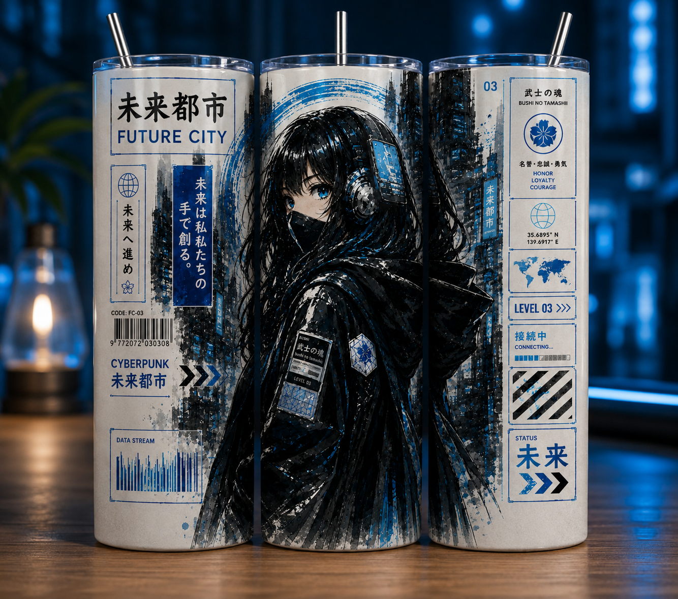 Gobelet Isotherme Manga "Future City" 20oz – Tumbler Pop Culture avec Paille Métal