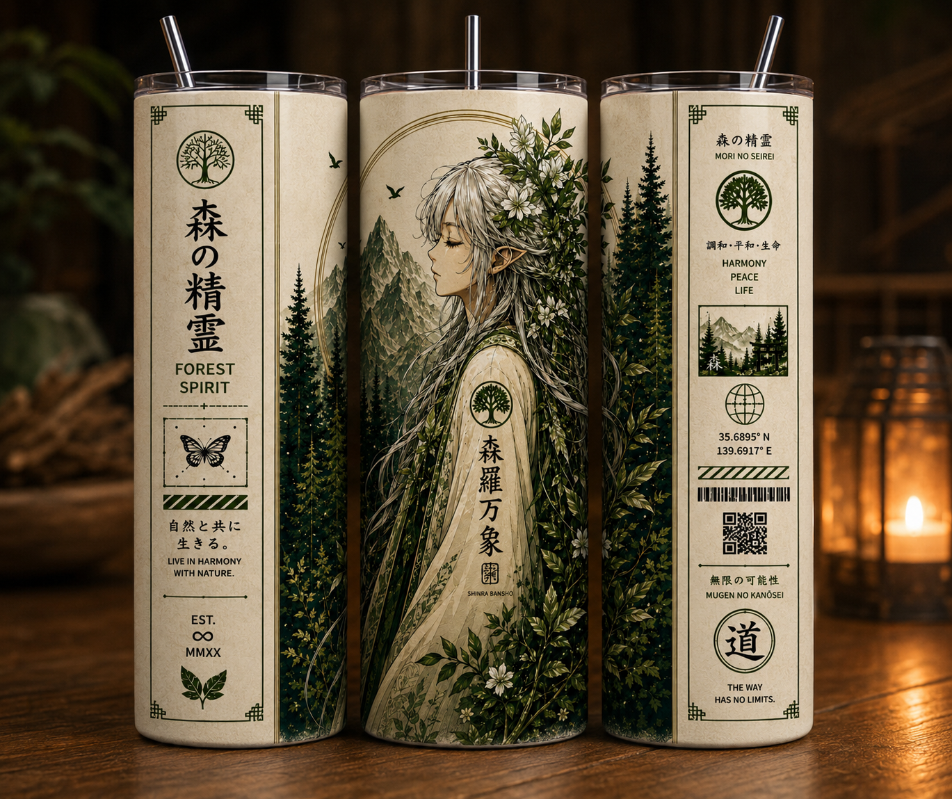 Gobelet Isotherme Manga "Forest" 20oz – Tumbler Pop Culture avec Paille Métal