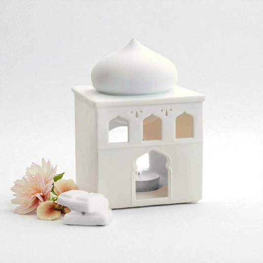 Brûleur Oriental en Céramique Blanc Cassé
