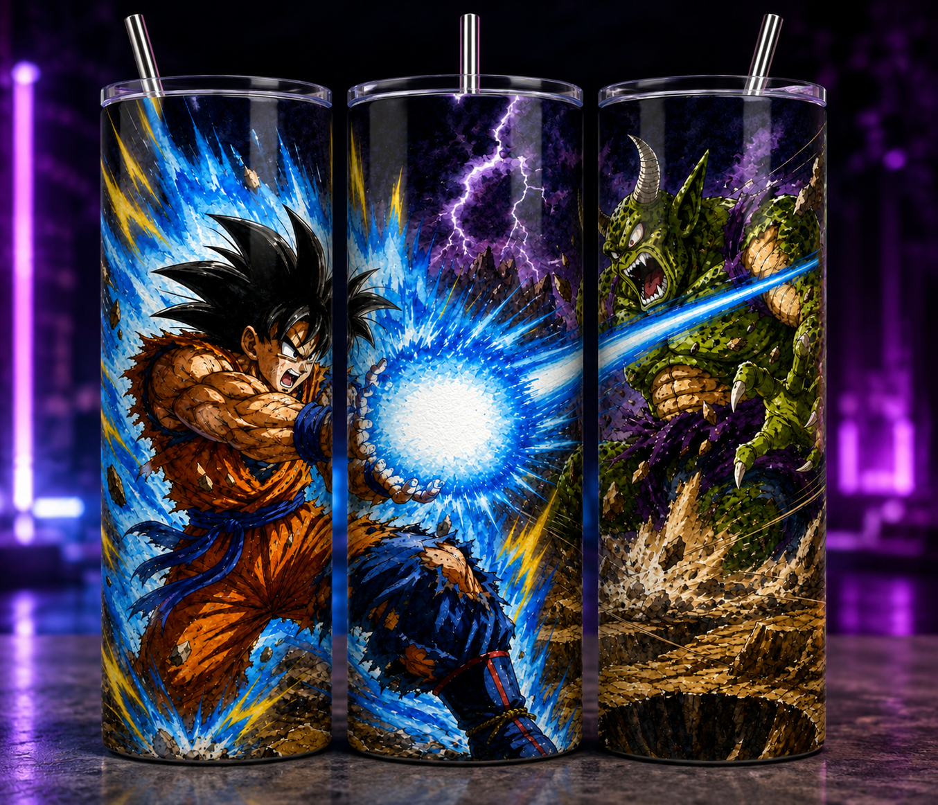 Gobelet Isotherme "Dbz Sayan" 20oz – Tumbler Pop Culture avec Paille Métal