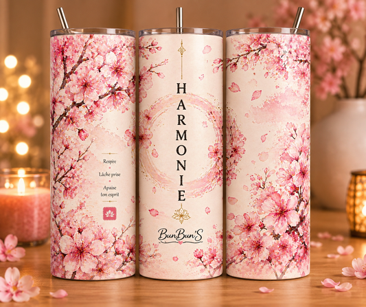 Gobelet Isotherme Zen "Harmonie" 20oz – Tumbler Ambiance Asiatique avec Paille Métal