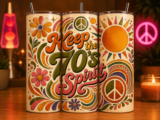 Gobelet Isotherme 70's "Spirit" 20oz – Tumbler Rétro | Vintage avec Paille Métal