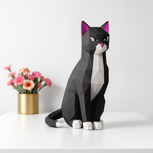 Chat Papercraft 3D – Kit de bricolage élégant et créatif DIY