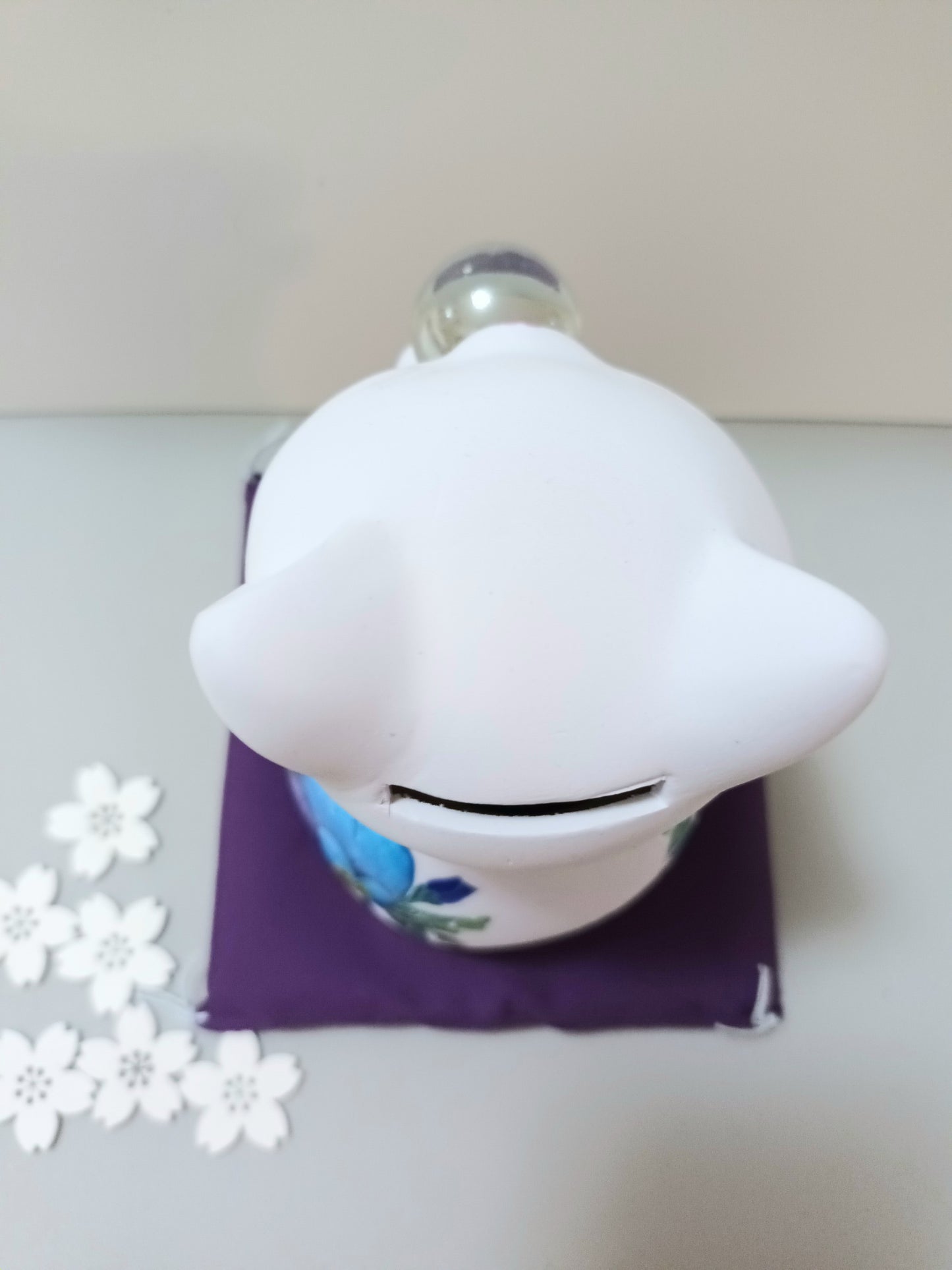 Tirelire Maneki-Neko Violet Fleuri